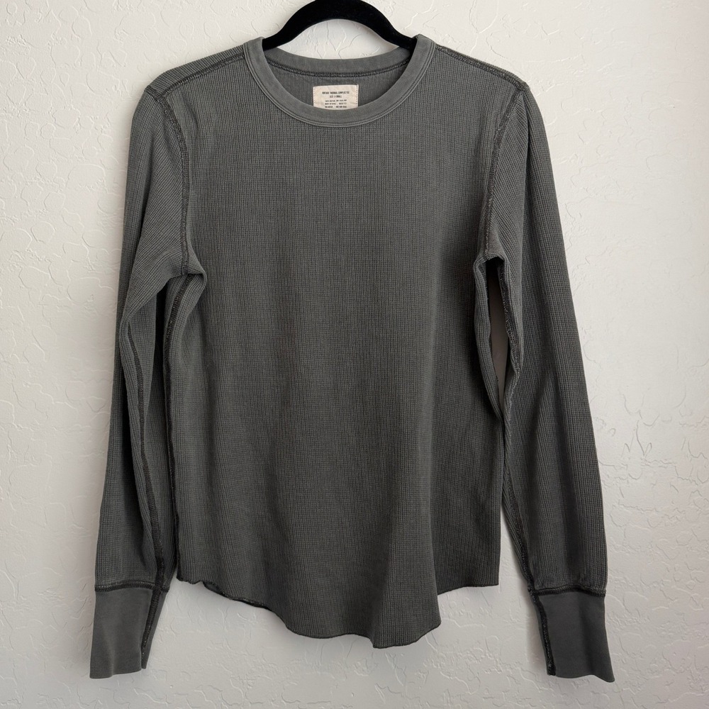 Buck Mason Men's Waffle Knit Cotton Long Sleeve Sweater Gray XS